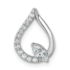 14k White Gold 1/3 carat Lab Grown Diamond VS+ F+ Complete Fashion Teardrop Chain Slide Pendant