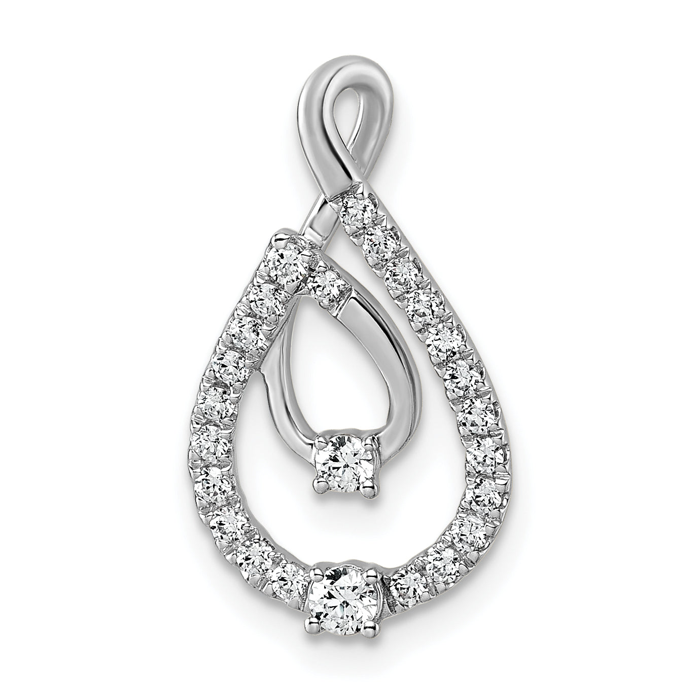 14k White Gold 3/8 carat Lab Grown Diamond VS+ F+ Complete Fashion Teardrop Chain Slide Pendant