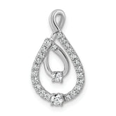 14k White Gold 3/8 carat Lab Grown Diamond VS+ F+ Complete Fashion Teardrop Chain Slide Pendant