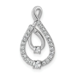 14k White Gold 3/8 carat Lab Grown Diamond VS+ F+ Complete Fashion Teardrop Chain Slide Pendant
