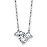 14k White Gold 1 carat Lab Grown Diamond VS+ F+ Complete 18 inch Three Stone Fashion Necklace