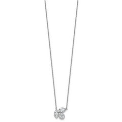 14k White Gold 1 carat Lab Grown Diamond VS+ F+ Complete 18 inch Three Stone Fashion Necklace