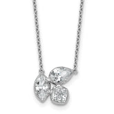 14k White Gold 1 carat Lab Grown Diamond VS+ F+ Complete 18 inch Three Stone Fashion Necklace