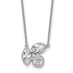 14k White Gold 1 carat Lab Grown Diamond VS+ F+ Complete 18 inch Three Stone Fashion Necklace