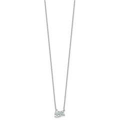 14k White Gold 1 carat Lab Grown Diamond VS+ F+ Complete 18 inch Two Stone Fashion Necklace