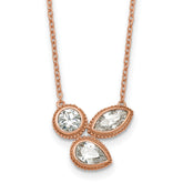 14k Rose Gold 1 carat Lab Grown Diamond VS+ F+ Complete 18 inch Three Stone Fashion Necklace