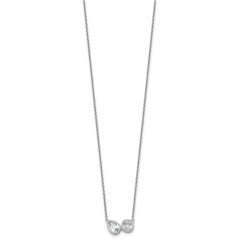14k White Gold 1 carat Lab Grown Diamond VS+ F+ Complete 18 inch Two Stone Fashion Necklace