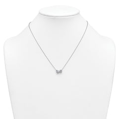 14k White Gold 1 carat Lab Grown Diamond VS+ F+ Complete 18 inch Two Stone Fashion Necklace