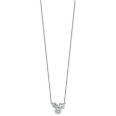 14k White Gold 1 carat Lab Grown Diamond VS+ F+ Complete 18 inch Three Stone Fashion Necklace