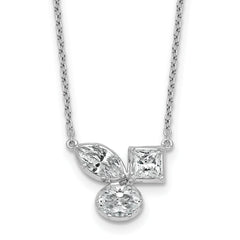 14k White Gold 1 carat Lab Grown Diamond VS+ F+ Complete 18 inch Three Stone Fashion Necklace