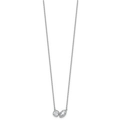 14k White Gold 1 carat Lab Grown Diamond VS+ F+ Complete 18 inch Two Stone Fashion Necklace