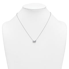 14k White Gold 1 carat Lab Grown Diamond VS+ F+ Complete 18 inch Two Stone Fashion Necklace