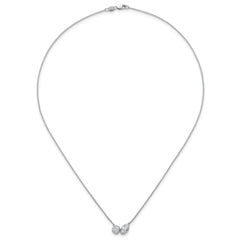 14k White Gold 1 carat Lab Grown Diamond VS+ F+ Complete 18 inch Two Stone Fashion Necklace