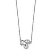 14k White Gold 1 carat Lab Grown Diamond VS+ F+ Complete 18 inch Three Stone Fashion Necklace