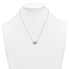 14k White Gold 1 carat Lab Grown Diamond VS+ F+ Complete 18 inch Two Stone Fashion Necklace