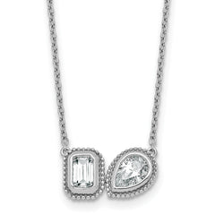 14k White Gold 1 carat Lab Grown Diamond VS+ F+ Complete 18 inch Two Stone Fashion Necklace
