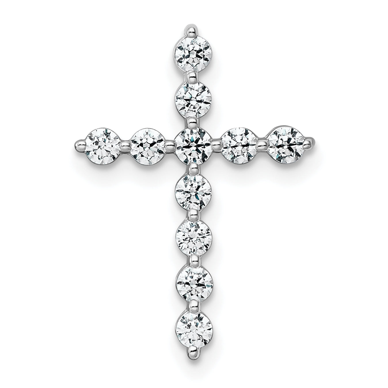 14k White Gold 1/2 carat Lab Grown Diamond VS+ F+ Complete Cross Chain Slide Pendant