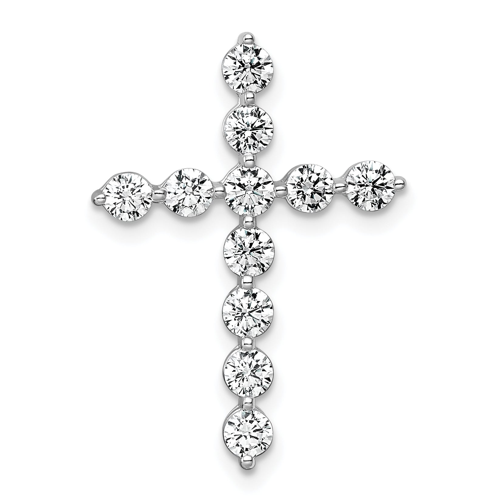 14k White Gold 1 carat Lab Grown Diamond VS+ F+ Complete Cross Chain Slide Pendant