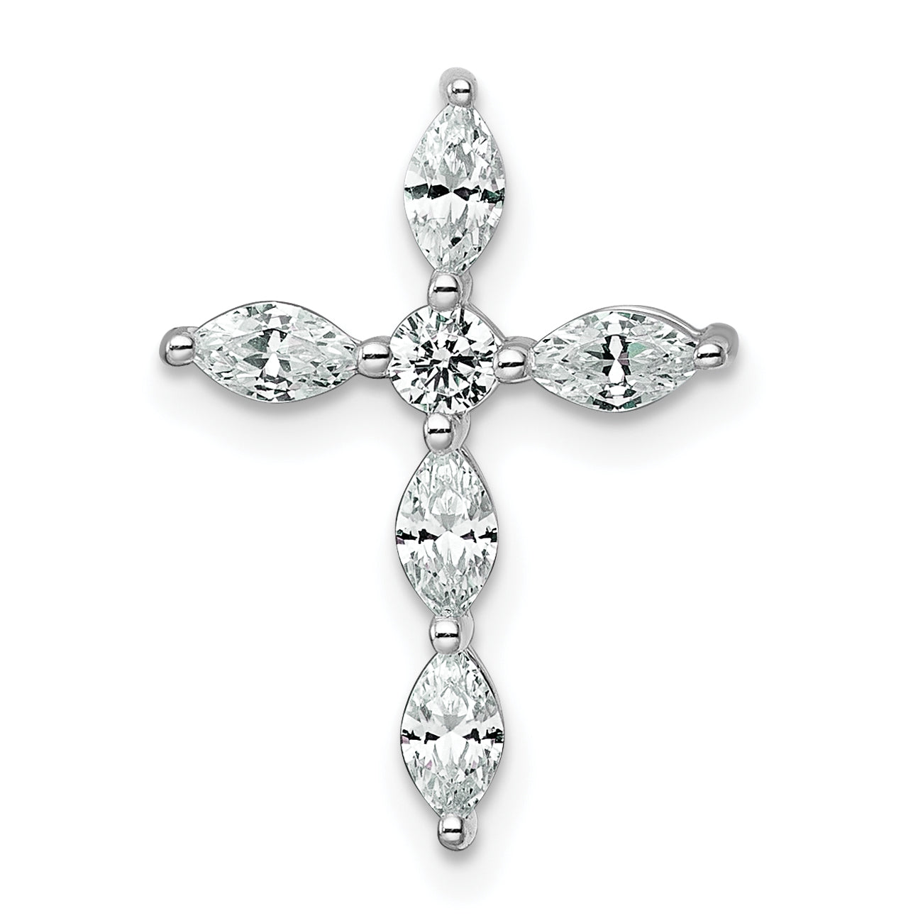14k White Gold 1/2 carat Lab Grown Diamond VS+ F+ Complete Cross Chain Slide Pendant