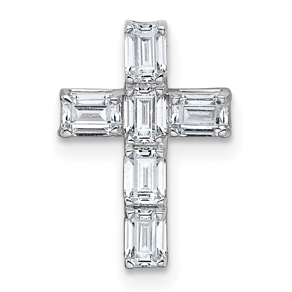 14k White Gold 3/4 carat Lab Grown Diamond VS+ F+ Complete Cross Chain Slide Pendant