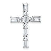 14k White Gold 2 1/5 carat Lab Grown Diamond VS+ F+ Complete Cross Chain Slide Pendant