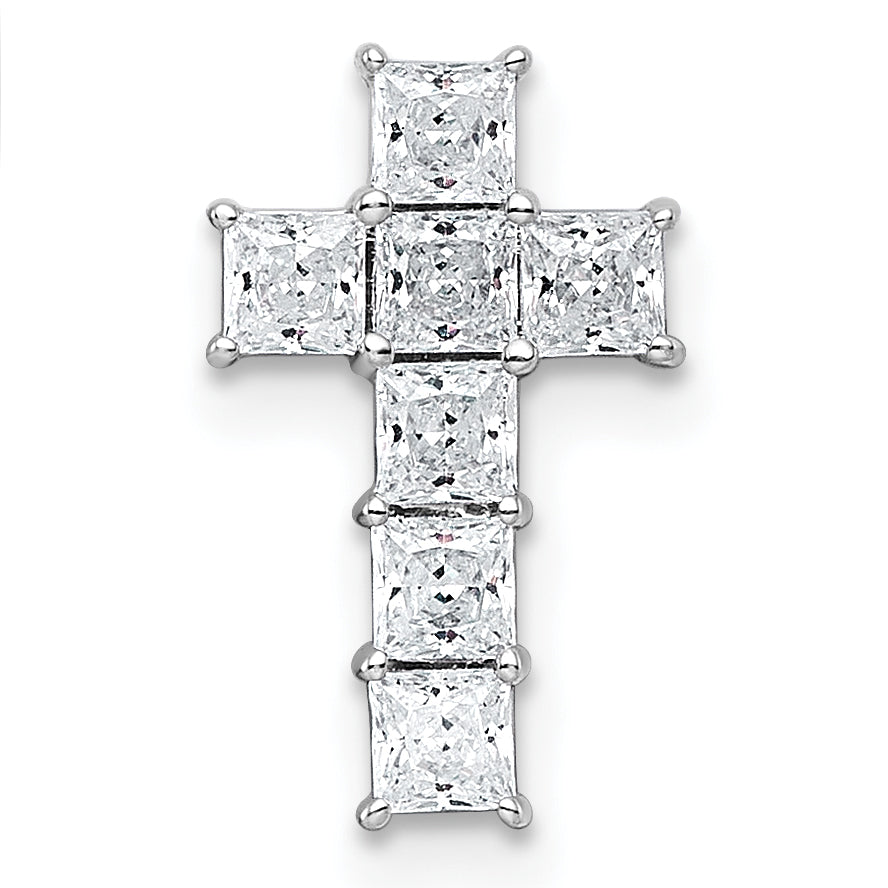 14k White Gold 5/8 carat Lab Grown Diamond VS+ F+ Complete Cross Chain Slide Pendant