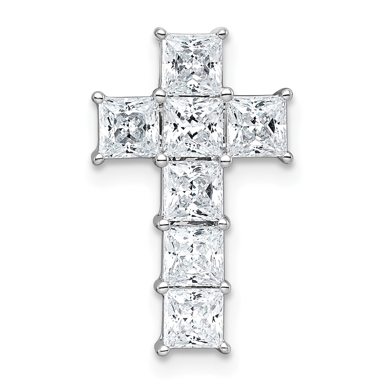 14k White Gold 1 3/4 carat Lab Grown Diamond VS+ F+ Complete Cross Chain Slide Pendant