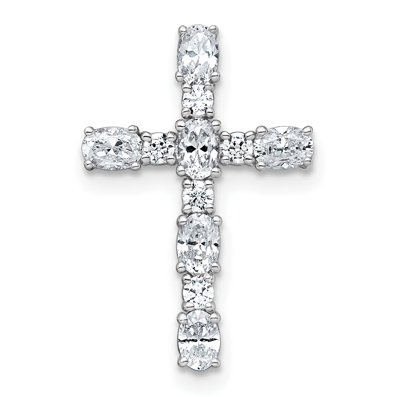 14k White Gold 5/8 carat Lab Grown Diamond VS+ F+ Complete Cross Chain Slide Pendant