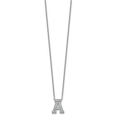 14k White Gold 1/2 carat Lab Grown Diamond VS+ F+ Complete Letter A 18 inch Initial Necklace