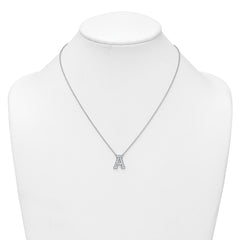 14k White Gold 1/2 carat Lab Grown Diamond VS+ F+ Complete Letter A 18 inch Initial Necklace