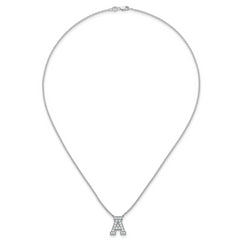 14k White Gold 1/2 carat Lab Grown Diamond VS+ F+ Complete Letter A 18 inch Initial Necklace