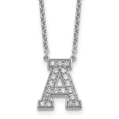 14k White Gold 1/2 carat Lab Grown Diamond VS+ F+ Complete Letter A 18 inch Initial Necklace