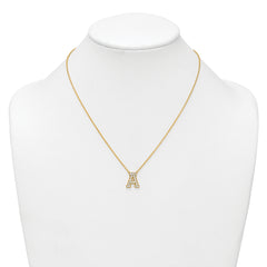14k 1/2 carat Lab Grown Diamond VS+ F+ Complete Letter A 18 inch Initial Necklace