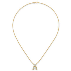 14k 1/2 carat Lab Grown Diamond VS+ F+ Complete Letter A 18 inch Initial Necklace