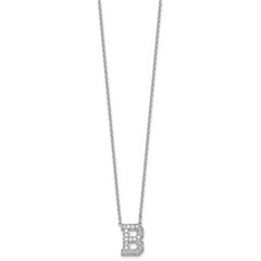 14k White Gold 1/2 carat Lab Grown Diamond VS+ F+ Complete Letter B 18 inch Initial Necklace