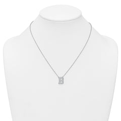 14k White Gold 1/2 carat Lab Grown Diamond VS+ F+ Complete Letter B 18 inch Initial Necklace