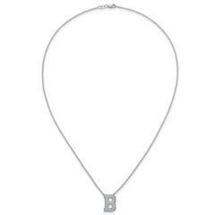 14k White Gold 1/2 carat Lab Grown Diamond VS+ F+ Complete Letter B 18 inch Initial Necklace