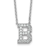 14k White Gold 1/2 carat Lab Grown Diamond VS+ F+ Complete Letter B 18 inch Initial Necklace