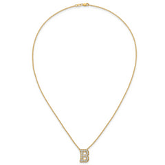 14k 1/2 carat Lab Grown Diamond VS+ F+ Complete Letter B 18 inch Initial Necklace