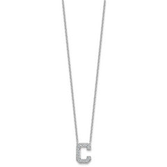 14k White Gold 1/3 carat Lab Grown Diamond VS+ F+ Complete Letter C 18 inch Initial Necklace