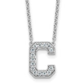14k White Gold 1/3 carat Lab Grown Diamond VS+ F+ Complete Letter C 18 inch Initial Necklace