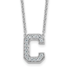 14k White Gold 1/3 carat Lab Grown Diamond VS+ F+ Complete Letter C 18 inch Initial Necklace