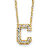 14k 1/3 carat Lab Grown Diamond VS+ F+ Complete Letter C 18 inch Initial Necklace