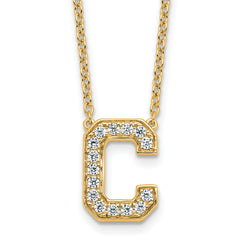 14k 1/3 carat Lab Grown Diamond VS+ F+ Complete Letter C 18 inch Initial Necklace