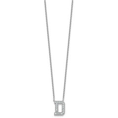 14k White Gold 1/2 carat Lab Grown Diamond VS+ F+ Complete Letter D 18 inch Initial Necklace
