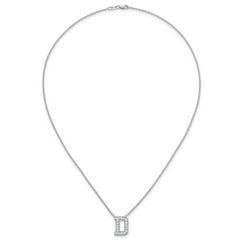 14k White Gold 1/2 carat Lab Grown Diamond VS+ F+ Complete Letter D 18 inch Initial Necklace