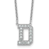 14k White Gold 1/2 carat Lab Grown Diamond VS+ F+ Complete Letter D 18 inch Initial Necklace
