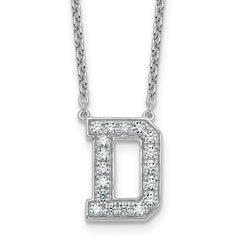 14k White Gold 1/2 carat Lab Grown Diamond VS+ F+ Complete Letter D 18 inch Initial Necklace
