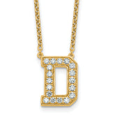 14k 1/2 carat Lab Grown Diamond VS+ F+ Complete Letter D 18 inch Initial Necklace