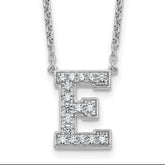 14k White Gold 3/8 carat Lab Grown Diamond VS+ F+ Complete Letter E 18 inch Initial Necklace